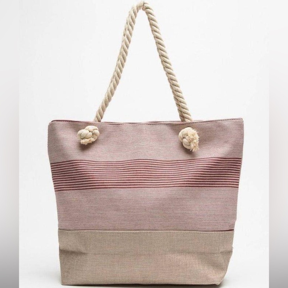 Justin & Taylor Coastal Cheer Striped Tote Bag, 18” x 13.5” NWT